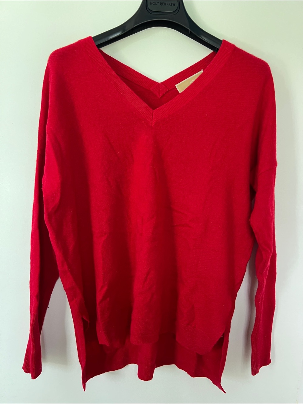 100% cashmere MICHAEL Michael Kors Bright Red V-Neck Sweater